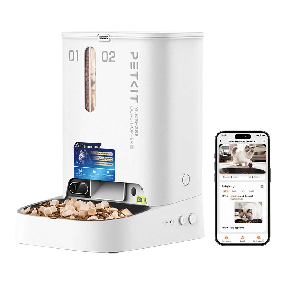 PETKIT YUMSHARE Dual-Hopper 2 Smart Pet Feeder with Camera