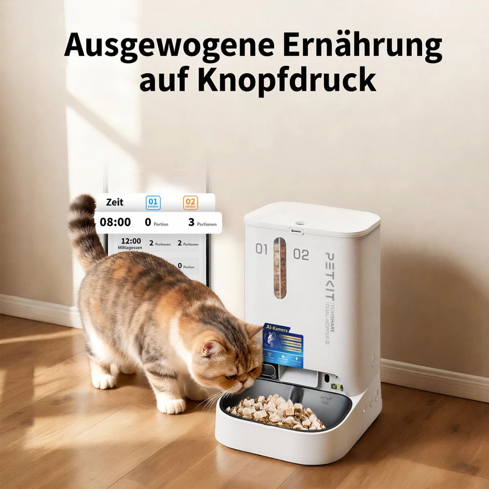 PETKIT YUMSHARE Dual-Hopper 2 Smart Pet Feeder with Camera
