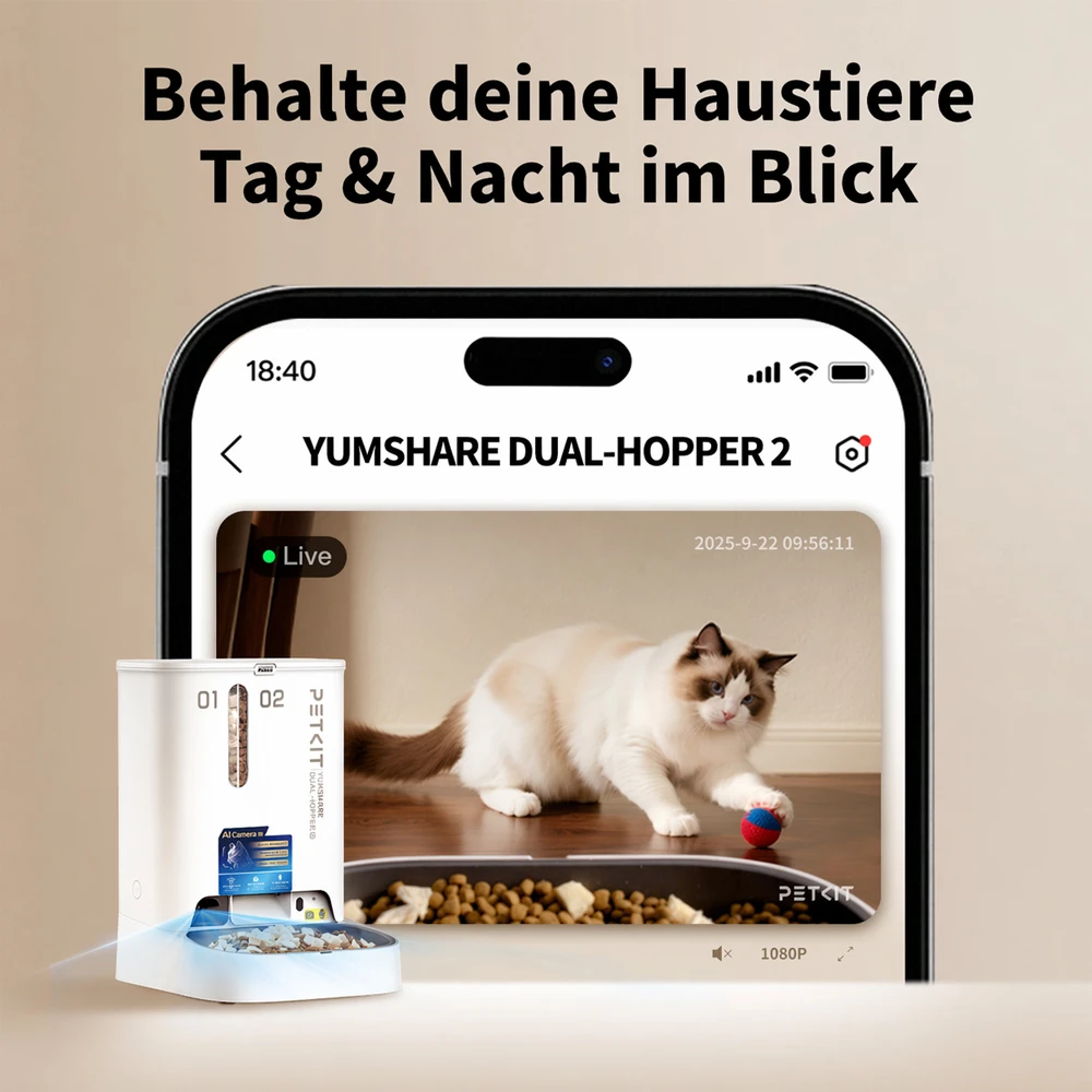 PETKIT YUMSHARE Dual-Hopper 2 Smart Pet Feeder with Camera
